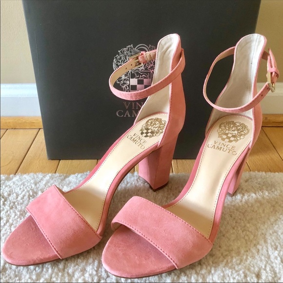 NIB VINCE CAMUTO Corlina Ankle Strap Suede Sandal Heels Pink - Picture 5 of 9